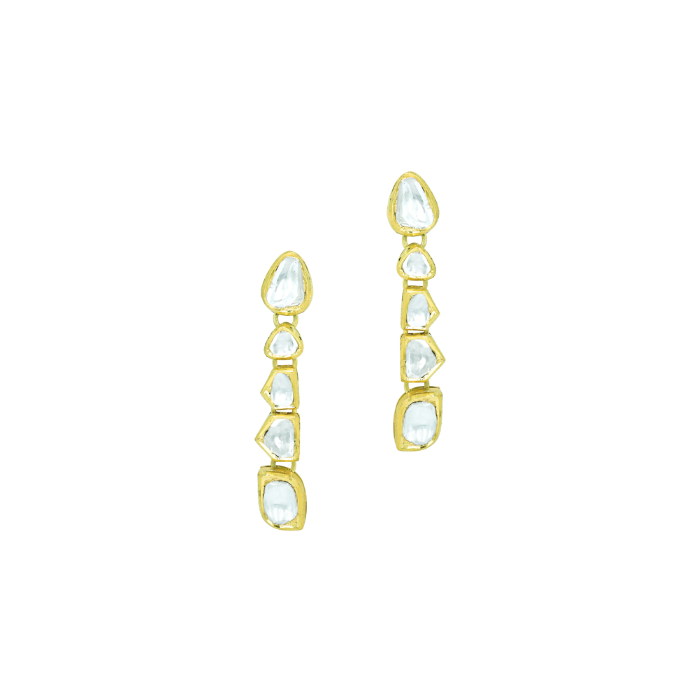 Earrings with Linear Polki and Irregular Shapes